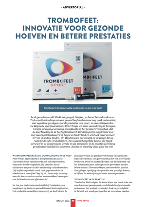 Publication Hippo Revue - TROMBOFEET: INNOVATION FOR HEALTHY HOOVES AND BETTER PERFORMANCE